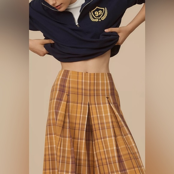 NWT Maeve Plaid Wide Leg High Wasited Kilt Culotte Anthropolgie Size XS Petite - Picture 4 of 14